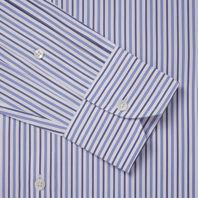 White & Blue Classic Fit Regent Track Stripe Formal Shirt