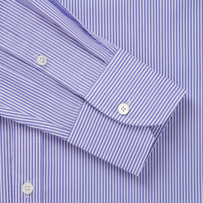 Blue & Navy Tailored Fit Bengal Twill Stripe Formal Shirt