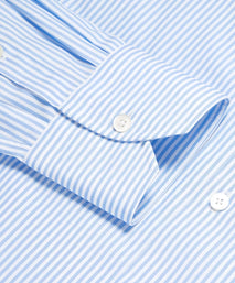 Pale Blue & White Slim Fit Core Poplin Bengal Stripe Formal Shirt