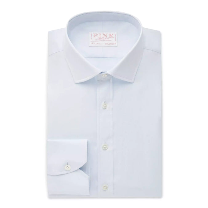Pale Blue Tailored Fit Satin Plain Formal Shirt
