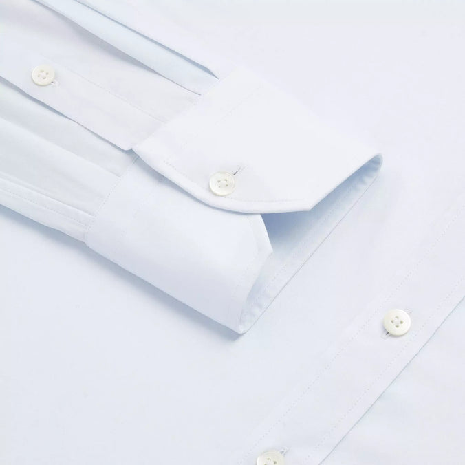Pale Blue Tailored Fit Satin Plain Formal Shirt