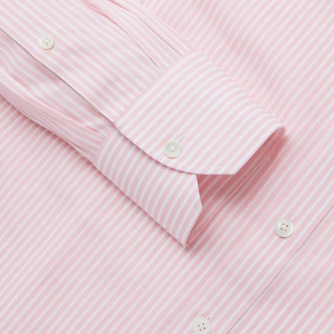 Pale Pink & White Classic Fit Provence Slubbed Bengal Formal Shirt