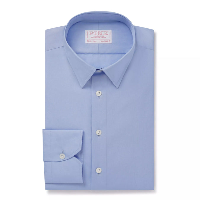 Pale Blue Tailored Fit Cotton Poplin Formal Shirt