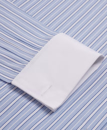 Pale Blue & Blue Classic Fit Double Cuff Bloomsbury Stripe Formal Shirt