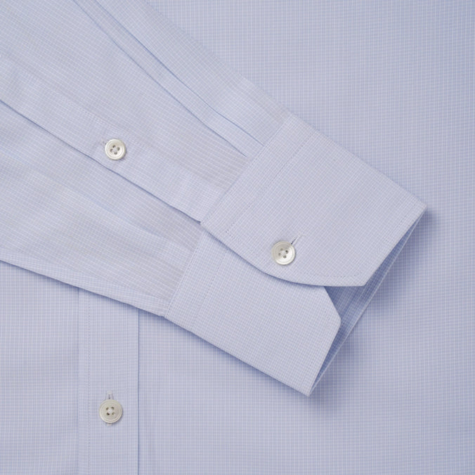 Pale Blue Tailored Fit Micro Check Formal Shirt